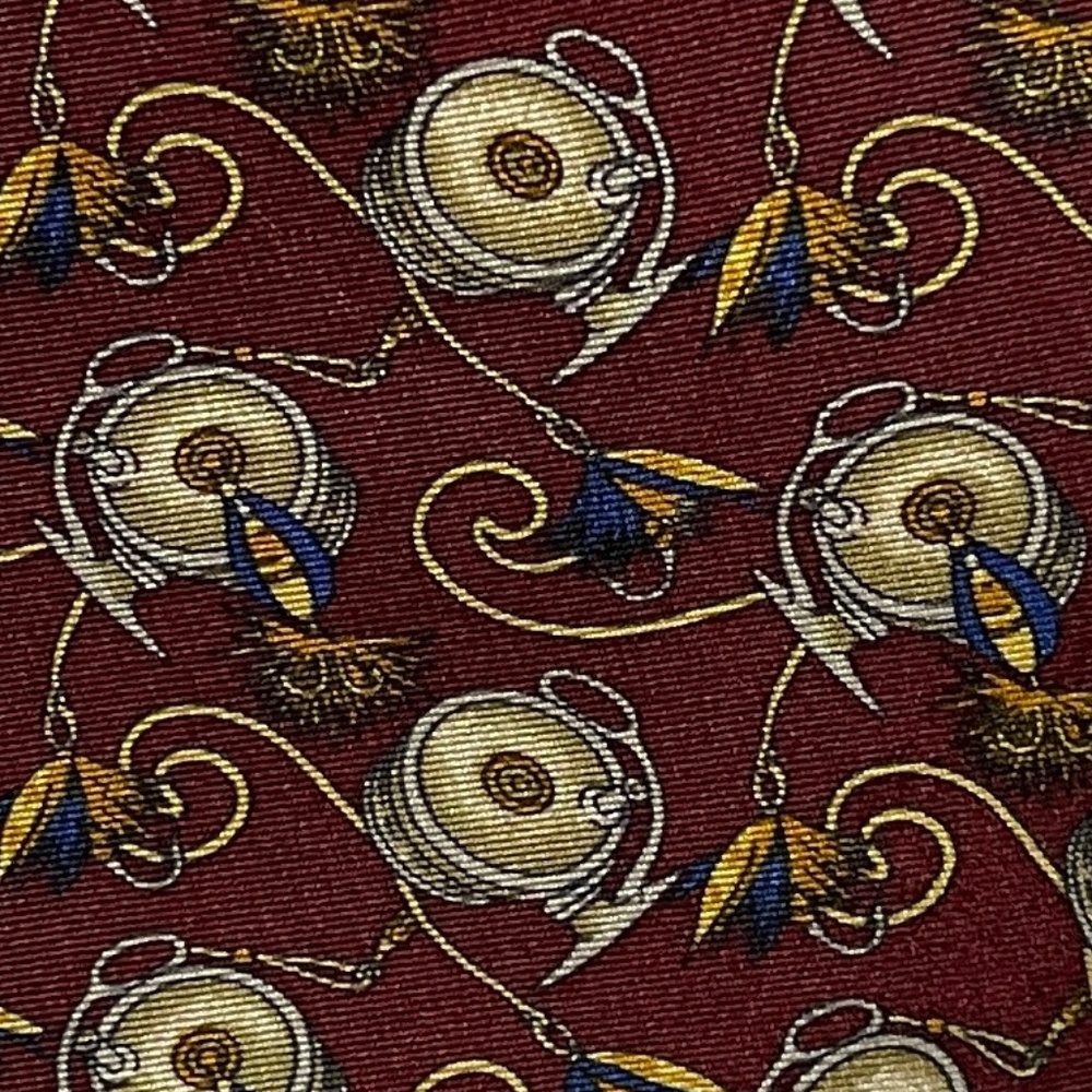Fendi Italy‎ Silk Burgundy Fishing Tie - Picture 2 of 7